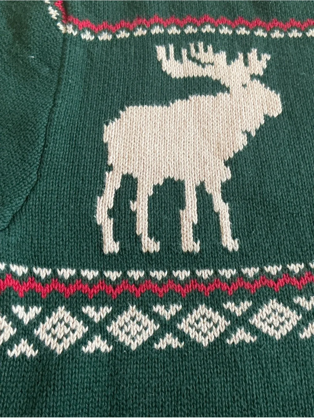 American Living Sweater Men's M Green Fair Isle Nordic Moose Lodge Ski Holiday